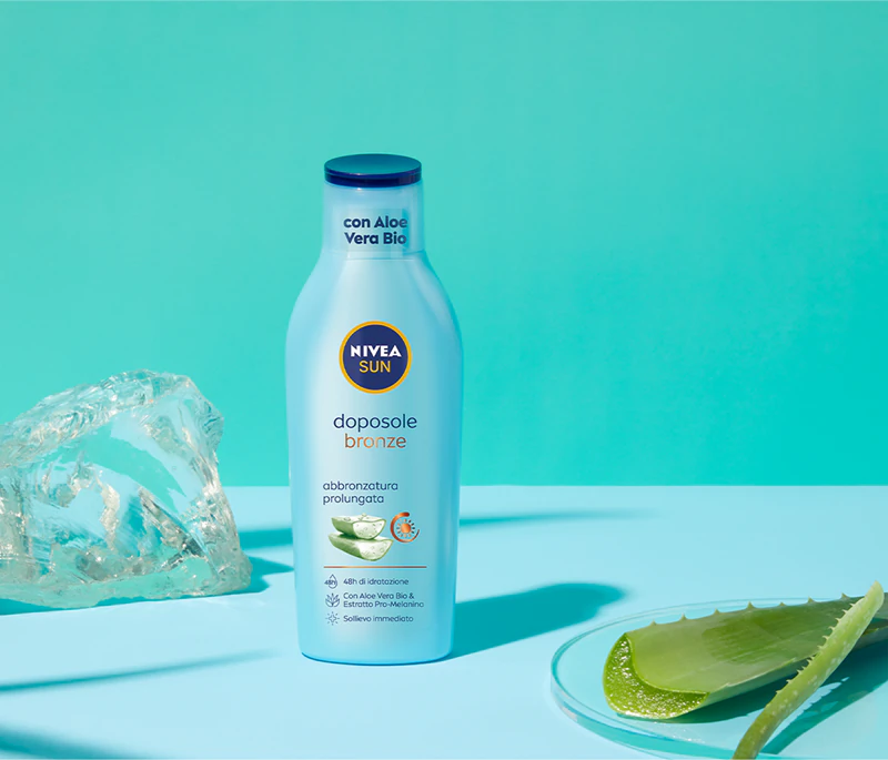 Loção pós-sol NIVEA SUN After Sun & Bronze que prolonga o seu bronzeado.