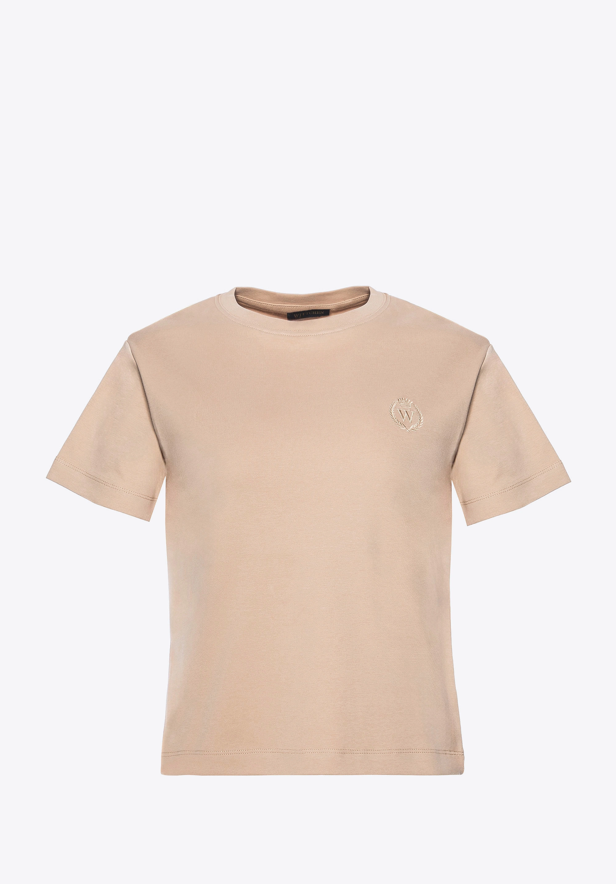 T-shirt damski z bawełny beżowy
