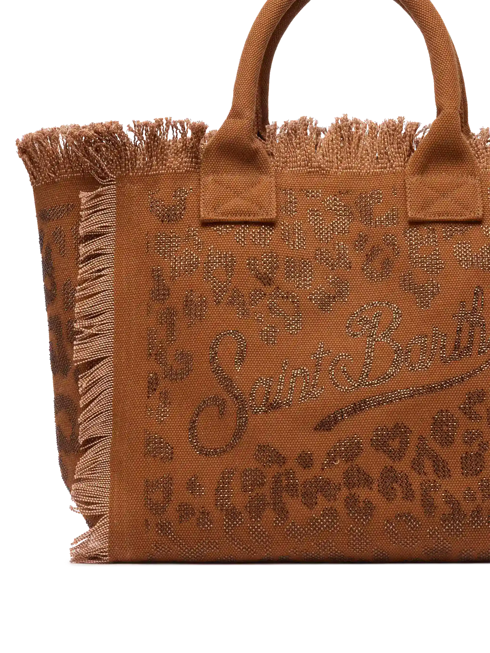 Kosmetiktasche aus braunem Baumwoll-Canvas mit S-Verzierungen
