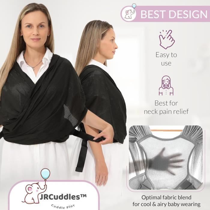Baby sling - lightweight kangaroo-style baby carrier with chest harness for mom and dad - newborn to 20 kg, Black