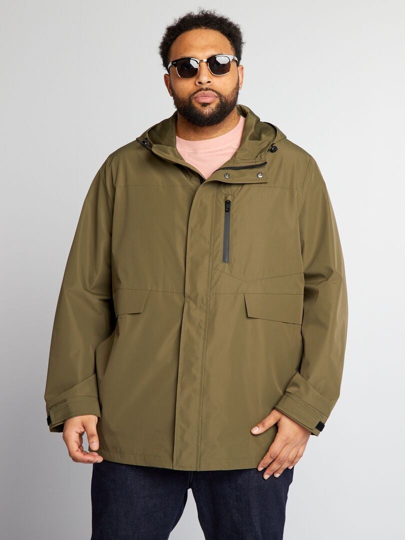 Krótka parka z kapturem - KHAKI
