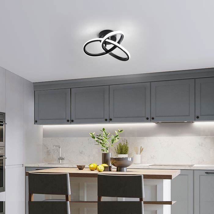 DELIPOP Plafonnier LED moderne 20W Lampe de Plafond 3 types Température de couleur réglable - Design Forme de Trèfle - Noir