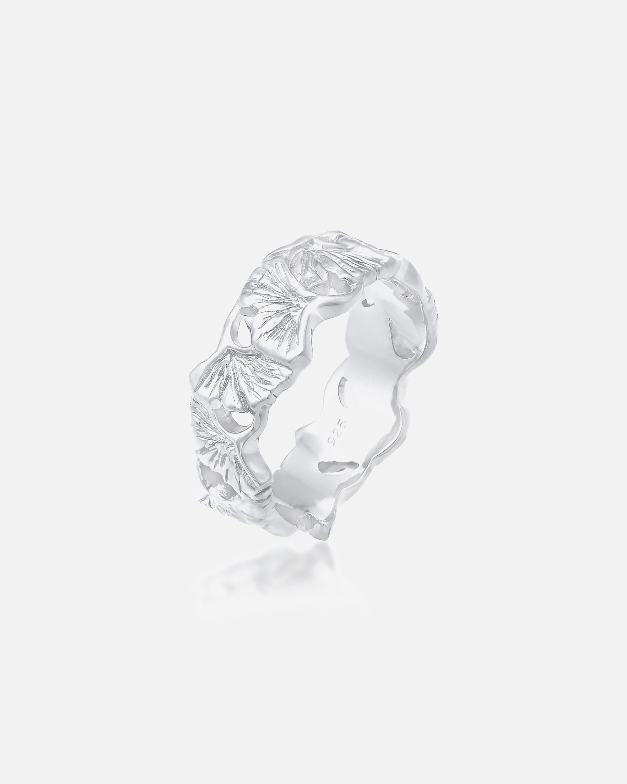 Elli Femmes Bande Ginkgo Feuille Tropicale Tendance Été en Argent Sterling 925 Plaqué Or