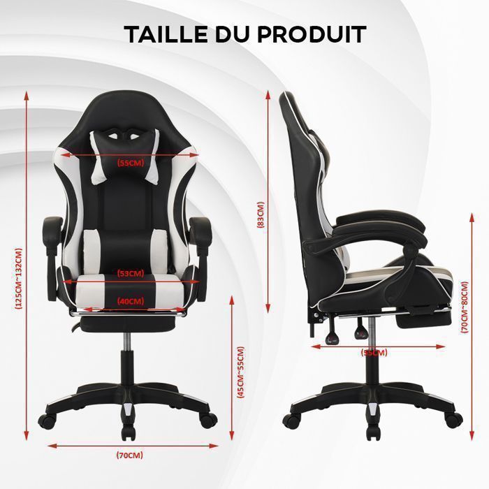 Cadeira Gamer - Cadeiras Gamer Ergonômicas - Suporte Lombar - Pedais Retráteis - Branca