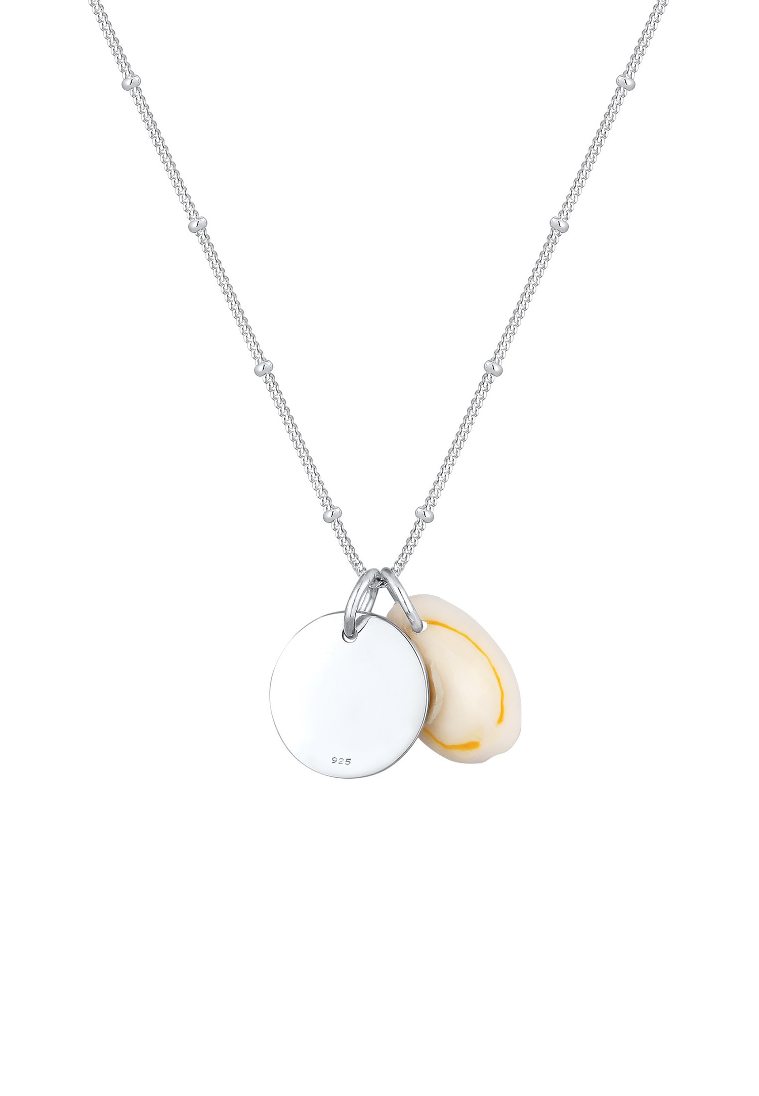 Elli Femmes Boule Plaquette Coquillage Cauri Pendentif Tendance en Argent Sterling 925