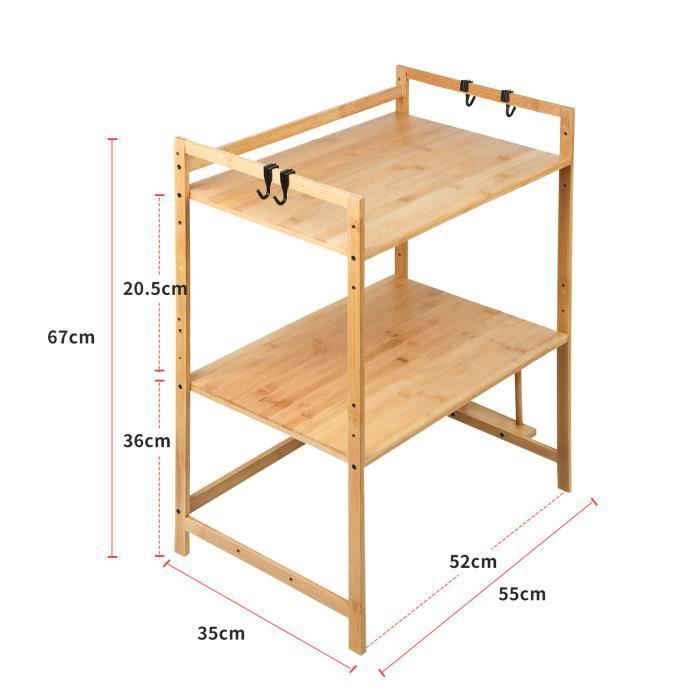 Estantería de cocina de bambú HOMEWELL - 52*35*67 cm - Color madera