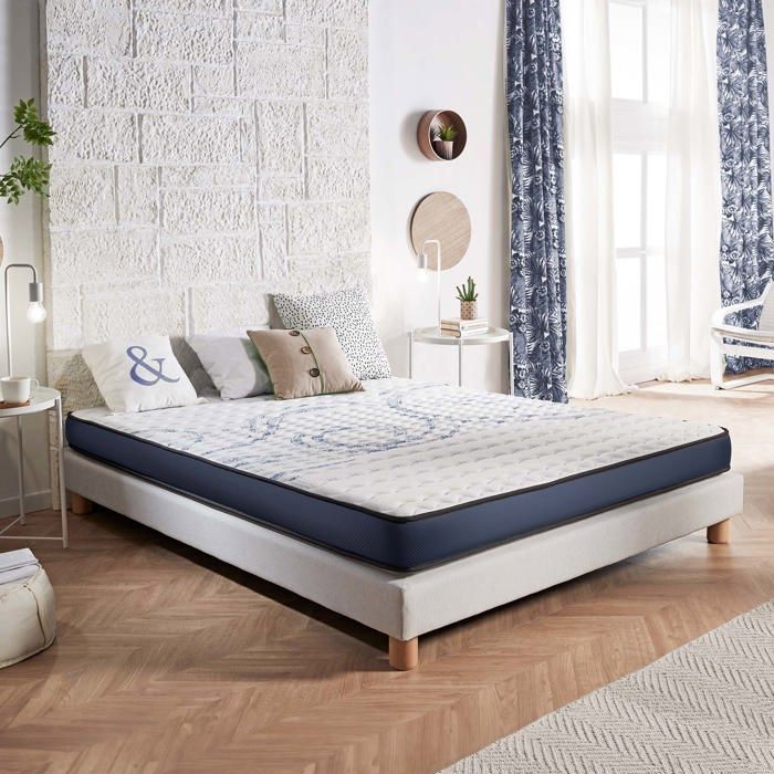 Conjunto de 2 colchões Perfect Dream 80x200 cm - Espuma viscoelástica + Látex azul - Suporte ideal - 7 zonas - Hipoalergênico