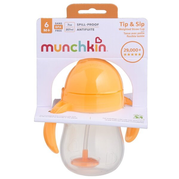 Munchkin Tip & Sip krūzīte ar salmiņu 6+mēnešiem, 207 ml