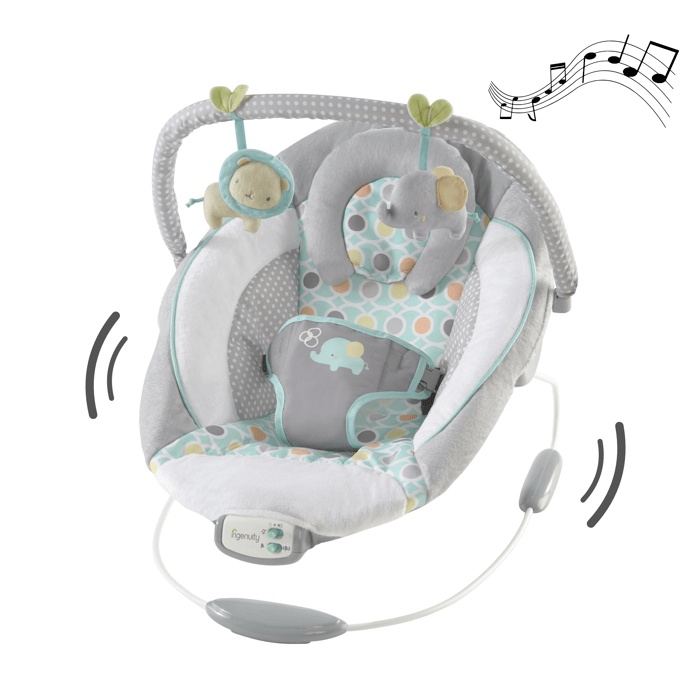 Sdraietta per neonati INGENUITY - Morrison - Arco con giochi interattivi rimovibili, 8 melodie, vibrazioni rilassanti, regalo per neonati