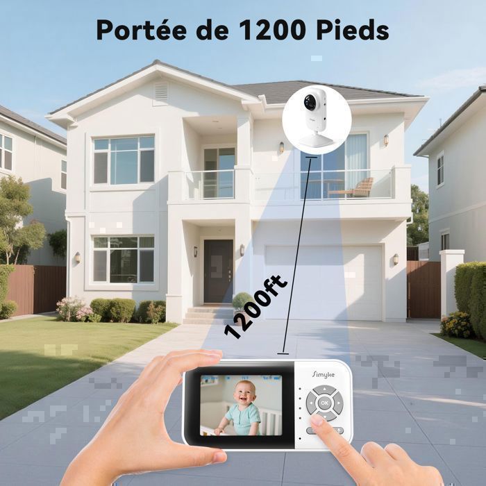 Simyke Baby Video Monitor, WiFi Baby Camera, 2.8-inch Display and App Control