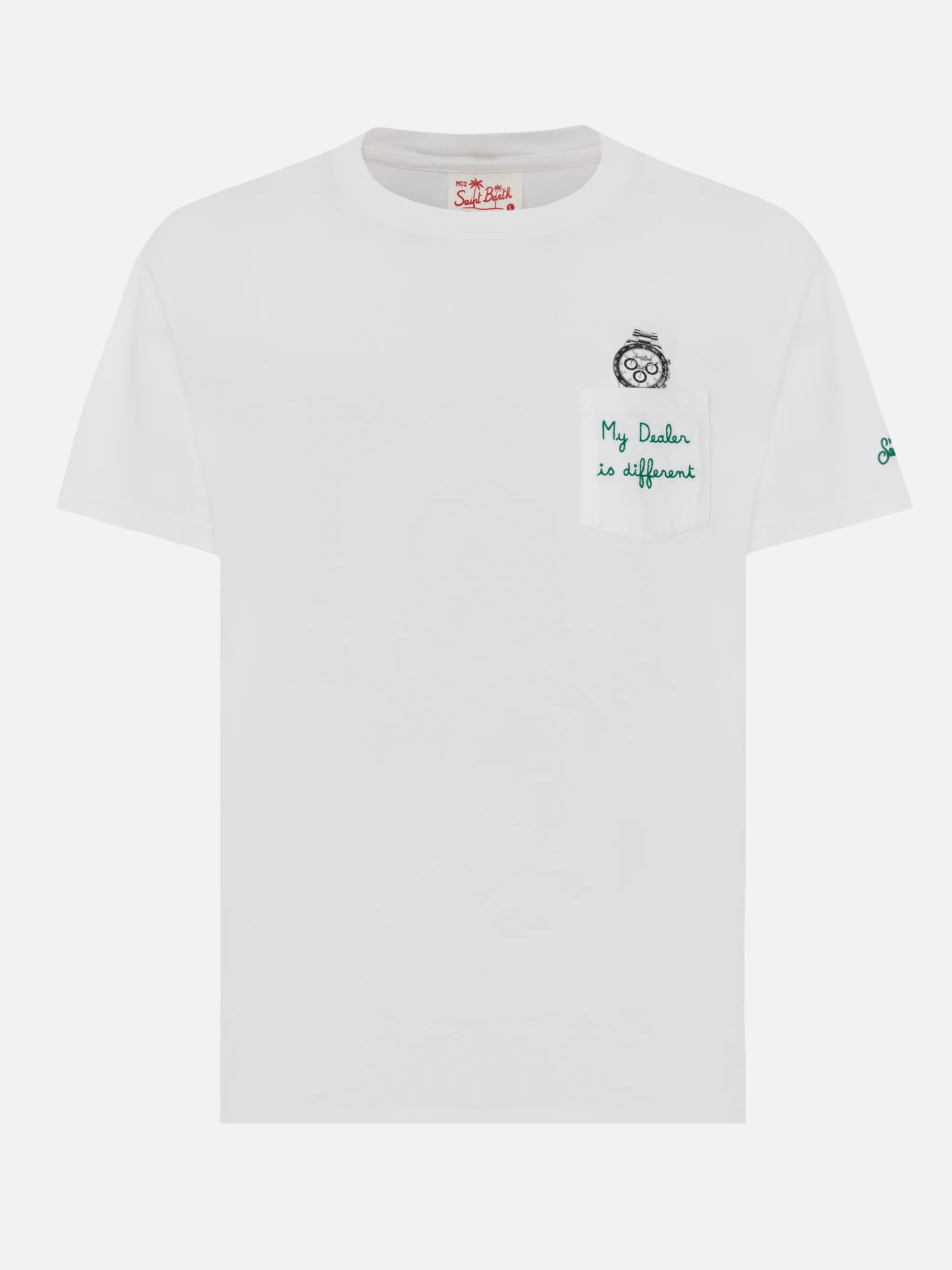 Tshirt in cotone Austin con ricamo e stampa orologio