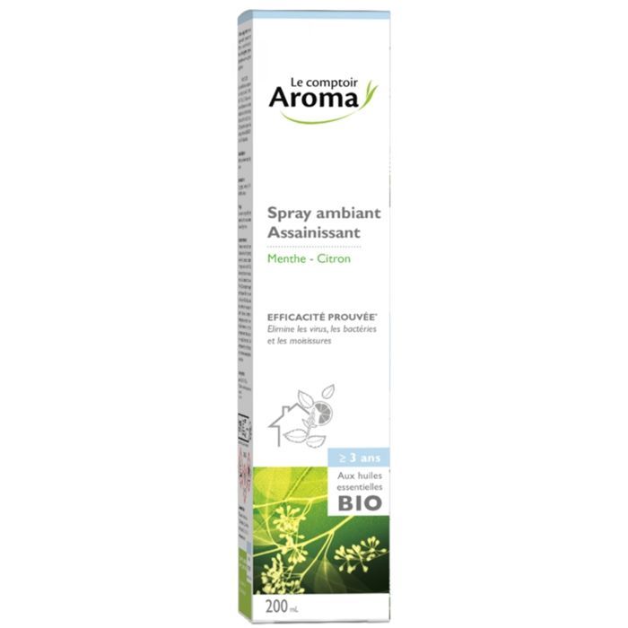 Spray desinfectante aromático Le Comptoir con aceites esenciales orgánicos, menta y limón, 200 ml