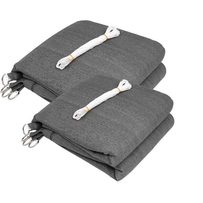 Eugad lot de 2 Voile d’ombrage carré 3.6x3.6m Gris toile solaire