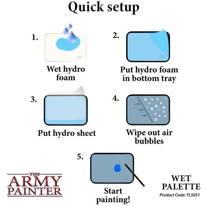 Palette de peinture - The Army Painter - Wet Palette - 50 Lingettes - 2 Éponges - Noir/Bordeaux