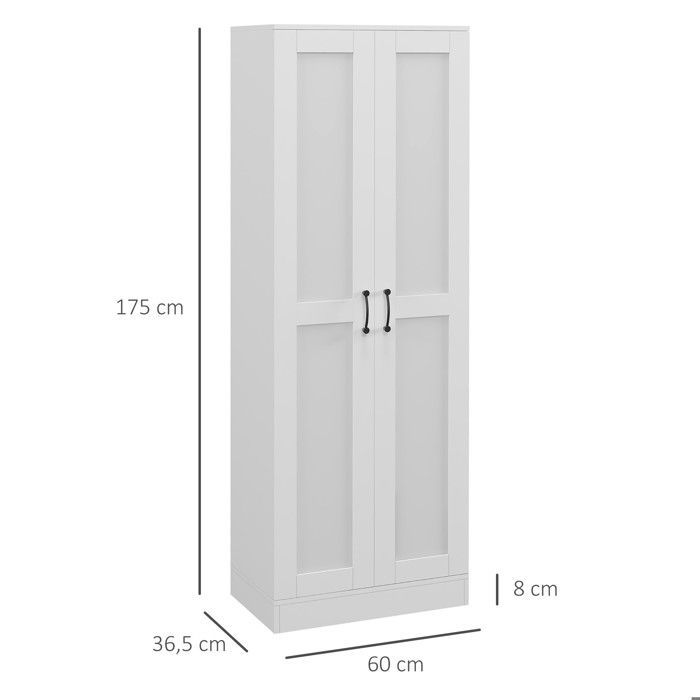 HOMCOM - Armoire de rangement - Panneau de particules - 60x36.5x175cm - Blanc