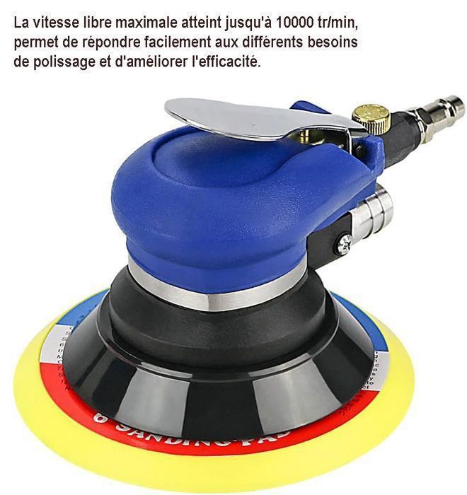 Ponceuse Excentrique 150mm - Ponceuse Pneumatique - Ponceuse Carrosserie Voiture - Bleu, 10,000 Orb/min - pour le polissage,ponçage
