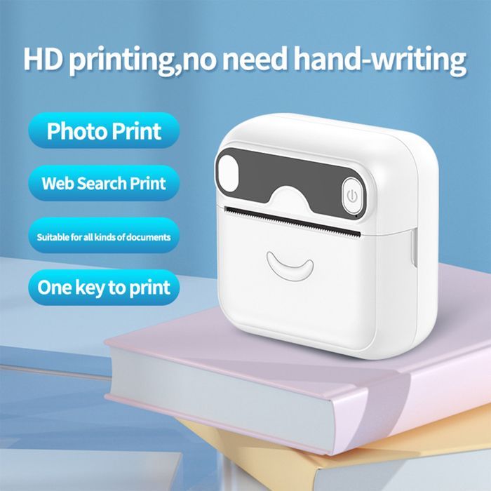 Stampante portatile TD®, versione inglese, bianca + 10 rotoli di carta termica, etichette fotografiche, Bluetooth, stampa tascabile