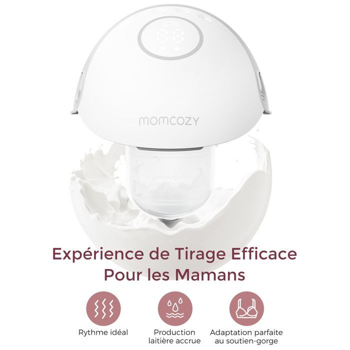 Bomba tira-leite elétrica Momcozy estilo portátil mãos-livres | M6, bomba tira-leite elétrica com flange DoubleFit, pacote com 2 unidades, cinza