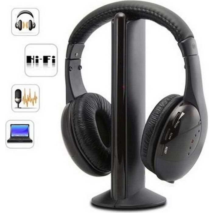 Casque sans fil - Audio - 5 en 1 - Hi-Fi - Circum-aural - Noir