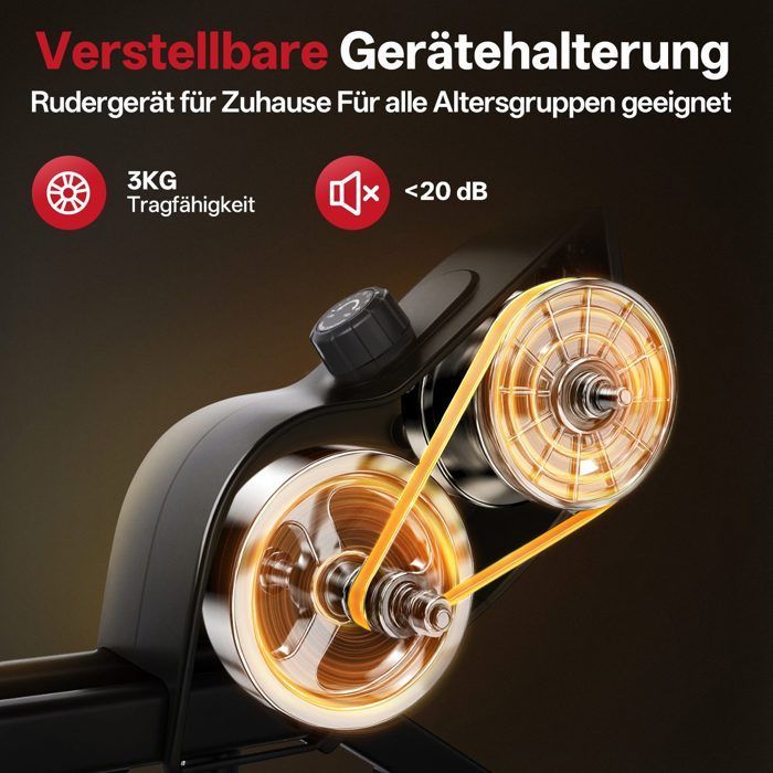 Klappbares Rudergerät - JOROTO - JR20 - 16 Widerstandsstufen - Magnetisch - LCD-Bildschirm - Bluetooth - Kompakte Größe 0,3 m²