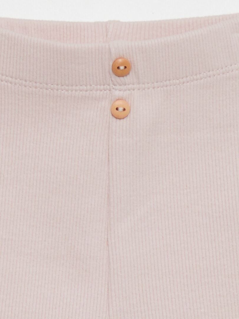 Effenkleurige ribgebreide gebreide legging - ROZE