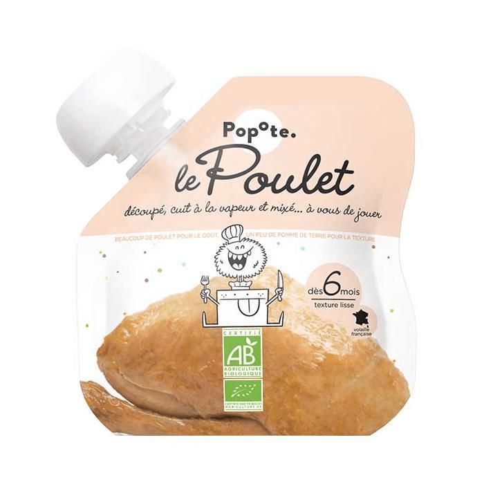 Popote Les Viandes Gourde Poulet +6m Bio 60g