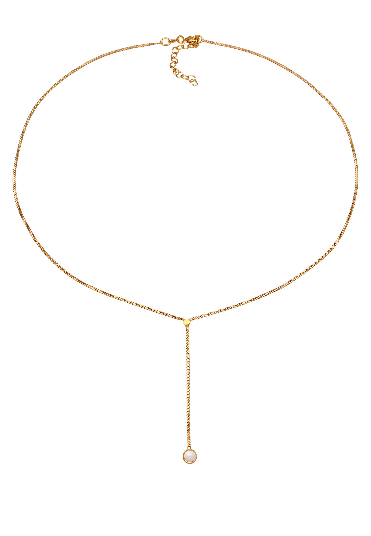 Elli Collier en Y pour dames - Solitaire rose avec quartz en argent sterling plaqué or 925