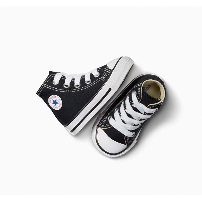 Converse Chuck Taylor All Star - Sneaker alta unisex per neonati, nera, in tessuto, con lacci