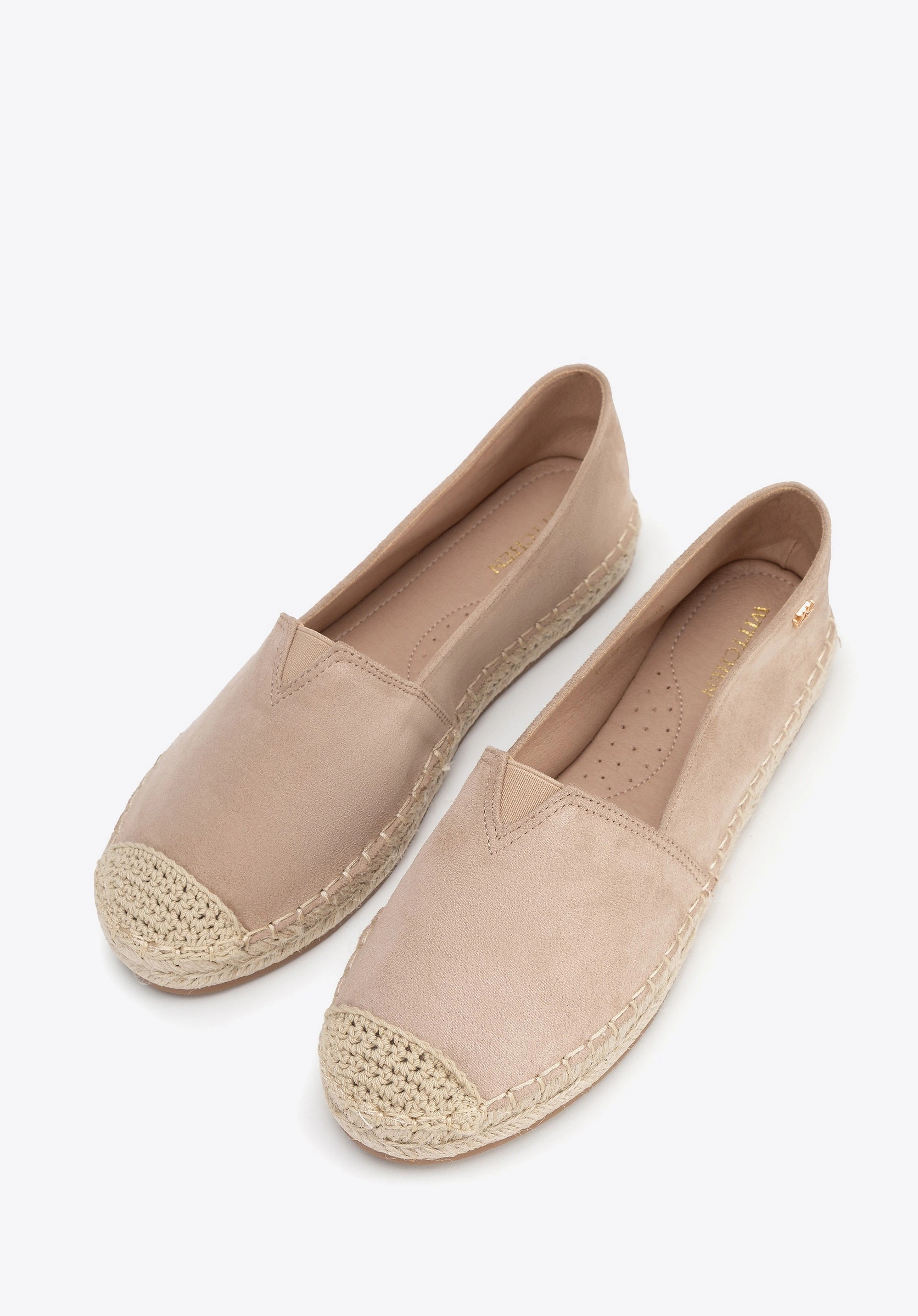 Damskie espadryle z plecionym noskiem beżowe
