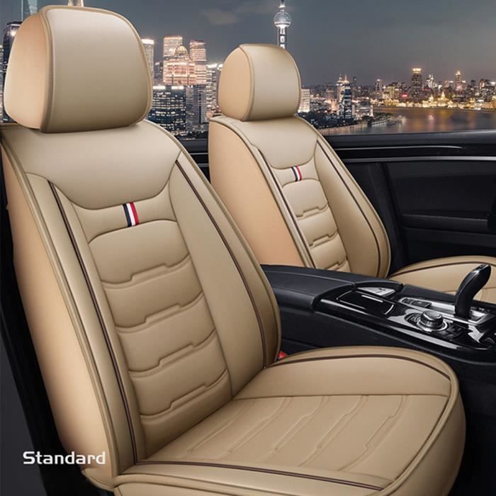 Coprisedile auto - HELLOVE - Universale - Pelle sintetica beige - Facile installazione - Compatibile con airbag