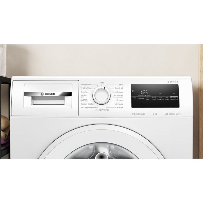 Lave-linge hublot BOSCH WAN2427ZFR SER4 - 8 kg - Induction - 60 cm - 1200 trs/min - Classe A - Vapeur - Blanc