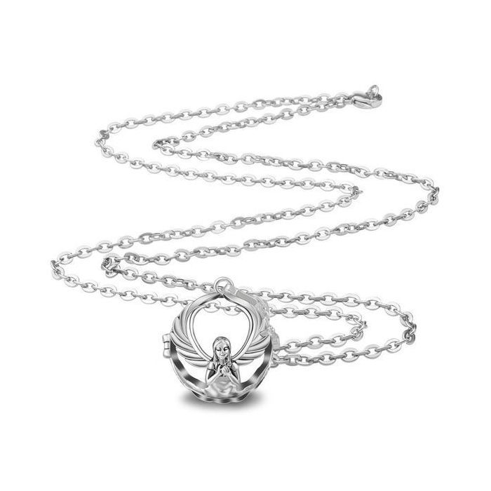 Blue ball angel pregnancy bola necklace with outstretched wings