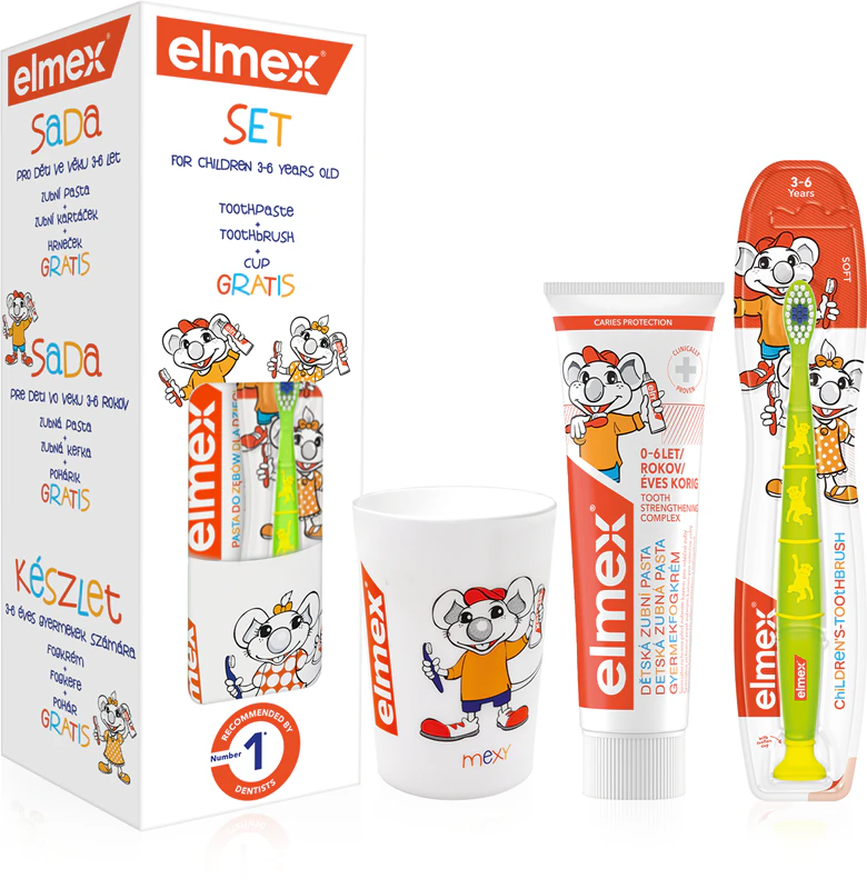 Conjunto de escova de dentes infantil Elmex Kids Set