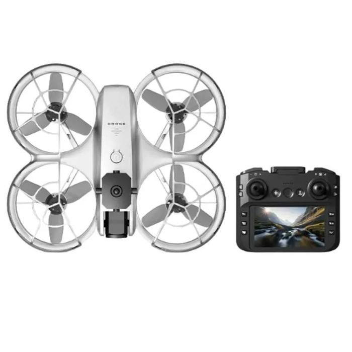 Professionele 4K-drone met dubbele wifi-camera's, 3 accu's, obstakeldetectie, optische flow, 4,3-inch scherm, geheugenkaart en fotografiemogelijkheden.