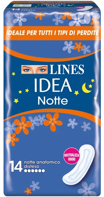 LINES Lines Idea Notte Anatomische absorberende pads, 14 stuks, voor alle soorten lekkages.