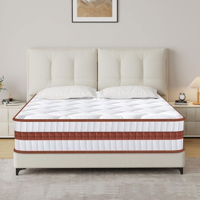 Colchón de 90x190 cm, híbrido de espuma de alta resiliencia y látex azul - 26 cm de grosor - Transpirable - Hipoalergénico - Firmeza media