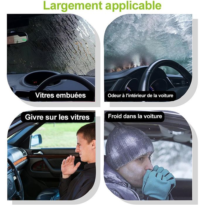 Portable 12V 150W windshield defroster, plugs into the cigarette lighter, 360-degree rotating heater.