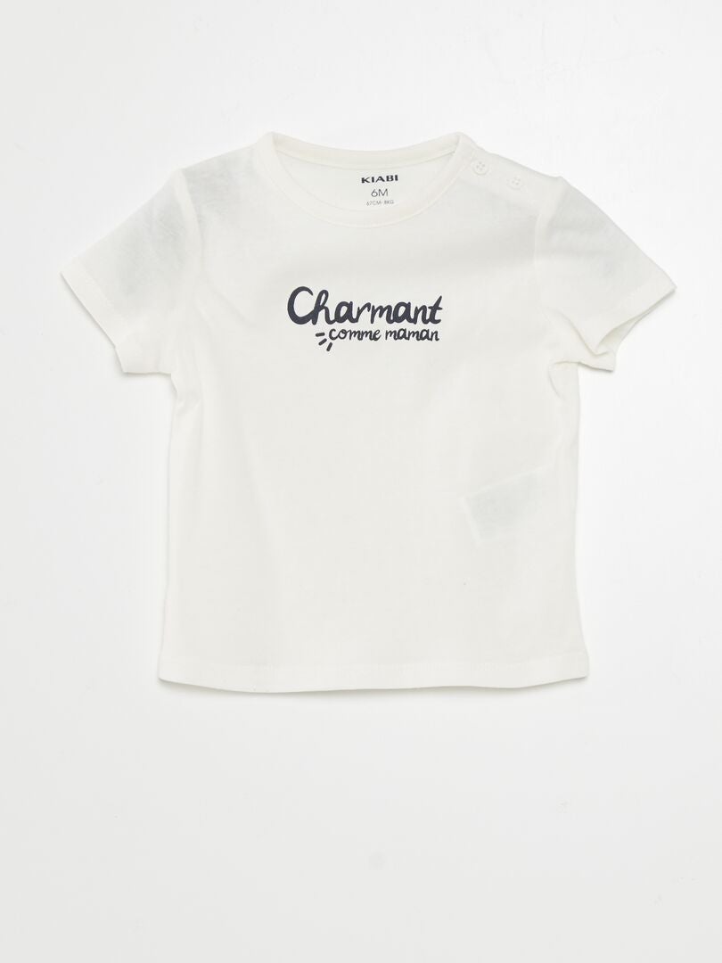 T-shirt met korte mouwen en opdruk - WIT