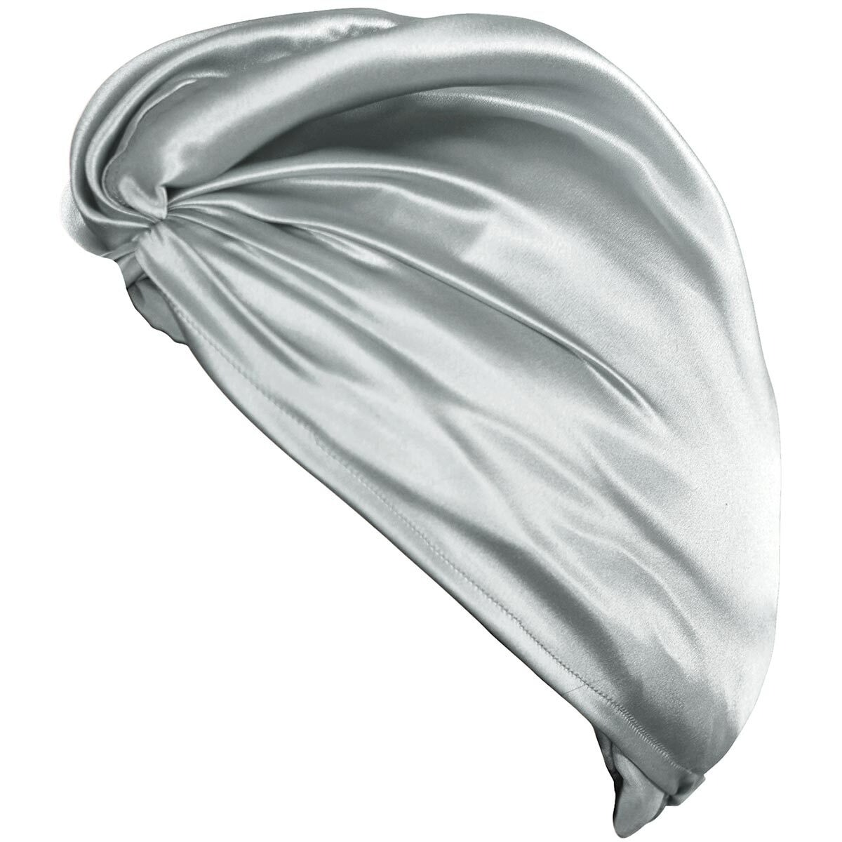 Ganzheitliches Seidenhaarband, Turban aus reiner Maulbeerseide – Silber
