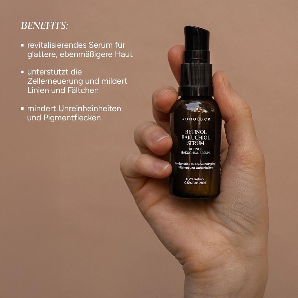 Junglück Retinolos és Bakuchiol tartalmú öregedésgátló szérum – 30 ml