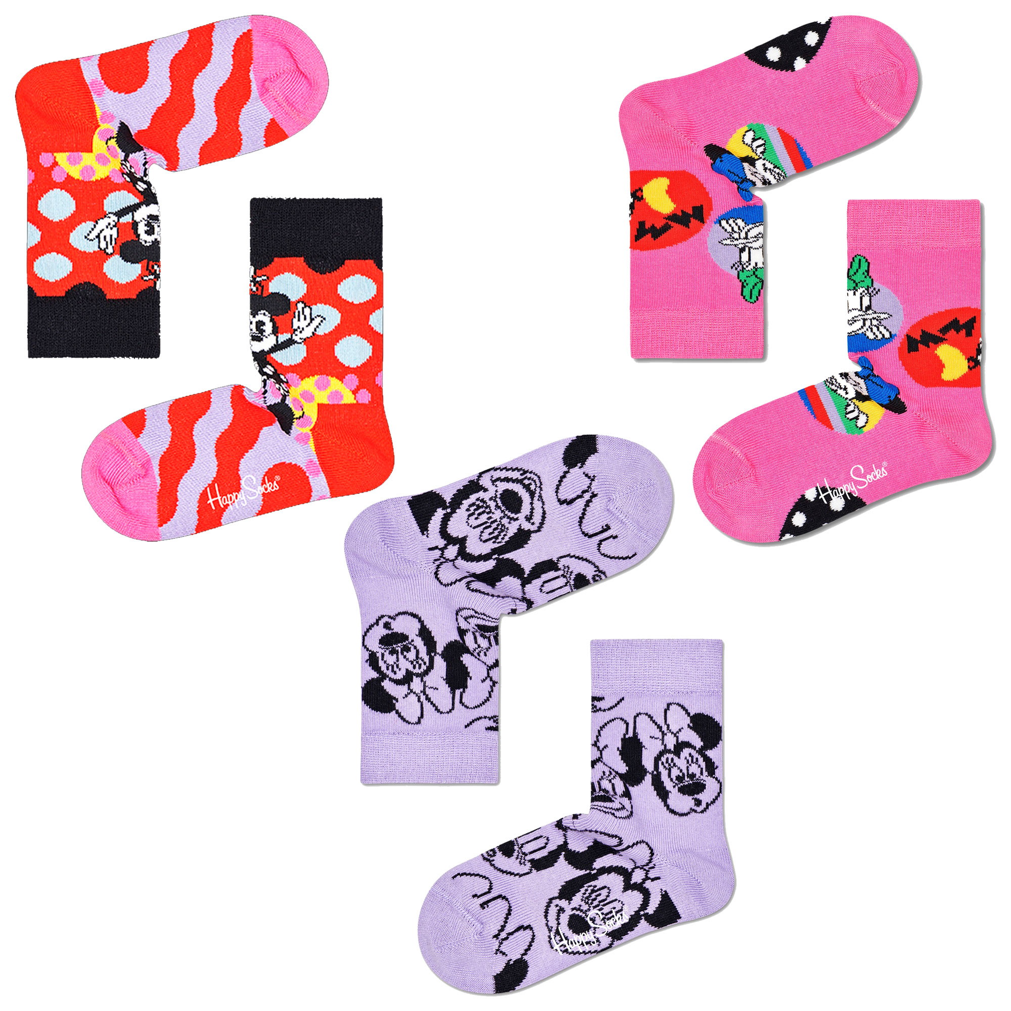  3 pāru Disney Minnie bērnu zeķu iepakojums