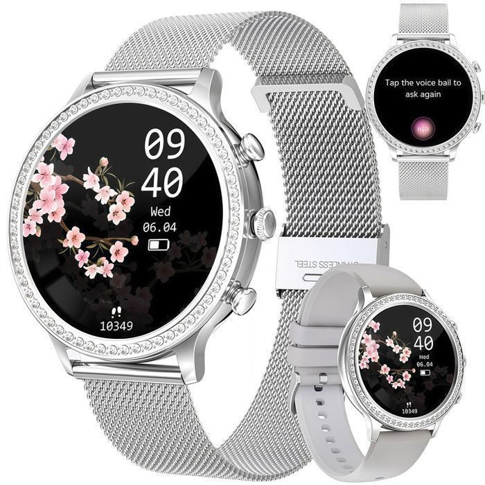 Montre Connectée Femme Ronde Appel Bluetooth Intelligente 1.32'' Smartwatch Sport/SpO2/Fréquence Cardiaque/Sommeil