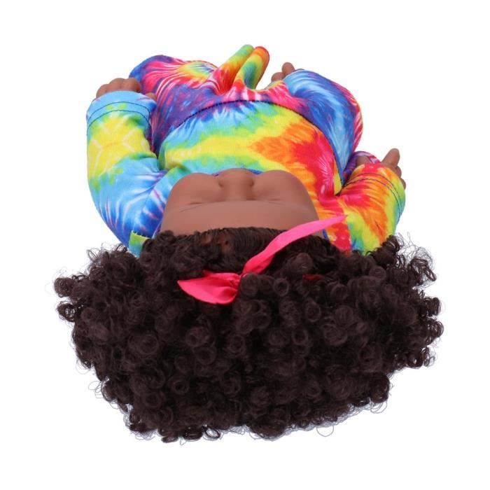 Fydun Poupée bébé reborn réaliste Poupée Bébé Renaissance 30cm Poupée Fille Noire Africaine Cheveux Bouclés Jouet Réaliste