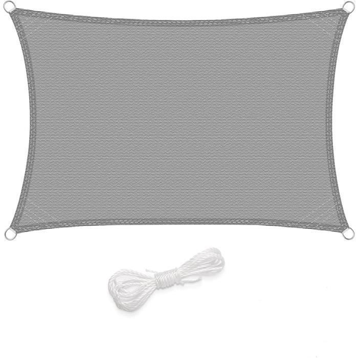 Toldos de sombra WOLTU, rectangulares, 3x4 m, HDPE, protección solar, 85% de protección UV, para jardín, patio, camping, gris claro.