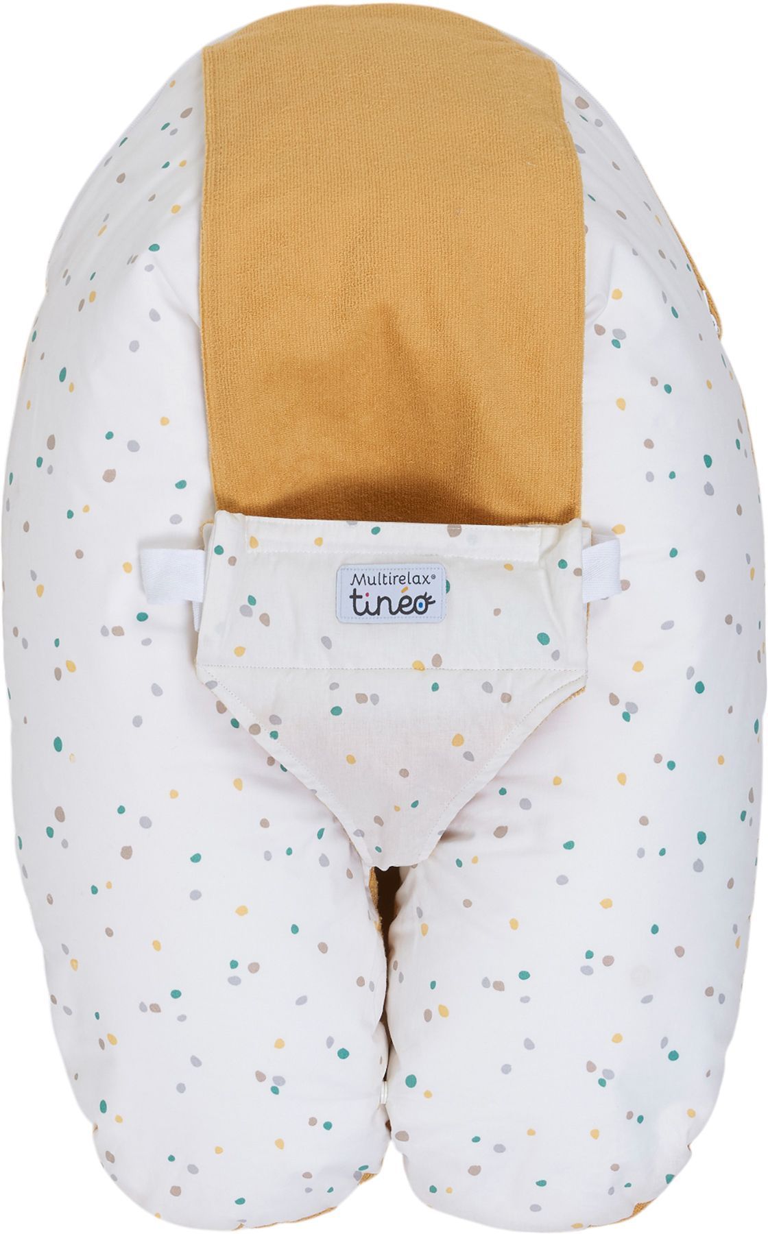 Travesseiro de maternidade 3 em 1 - TINEO - MULTIRELAX - Tecido atoalhado - Amarelo / Bolinhas