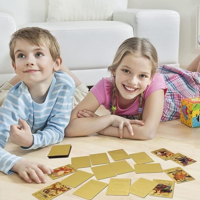 Carte Pokemon Française, 55 Cartes Plaquée Or Arc-en-Ciel, Vmax+V+GX+EX Carte, Cartes à Jouer et à Collectionner