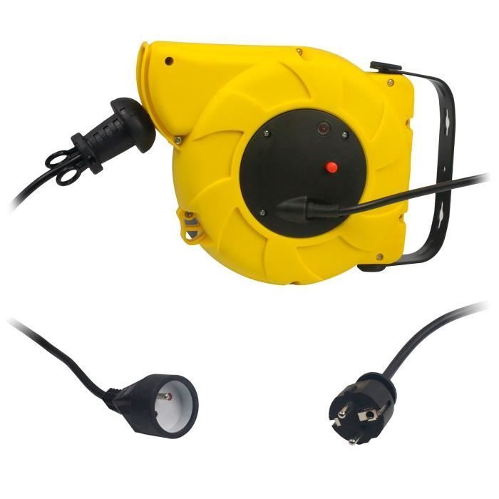 Carrete de cable eléctrico de pared ZENITECH de 11 m + 2 m - Cable HO5VVF - 3G1mm²