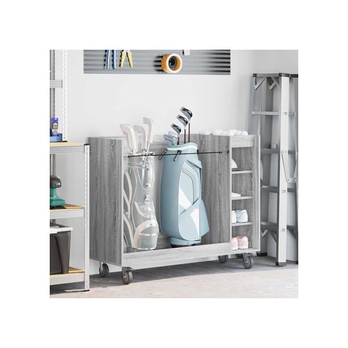 Moderne golfskab - vidaXL - Sonoma Grey - 120x45x98 cm - Stor opbevaringsplads - 4 hjul - Metalstel
