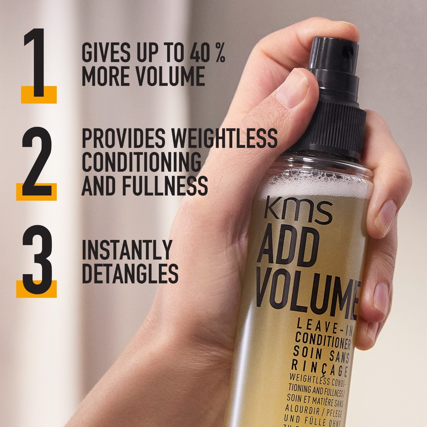 KMS nenuplaunamas kondicionierius „Add Volume“ nenuplaunamas kondicionierius – 150 ml