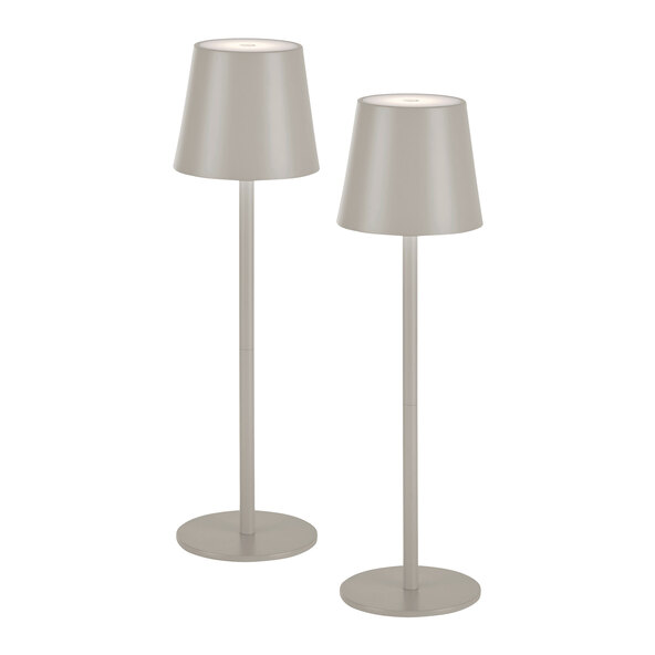 Buria LED rechargeable table lamp, set of 2, greige